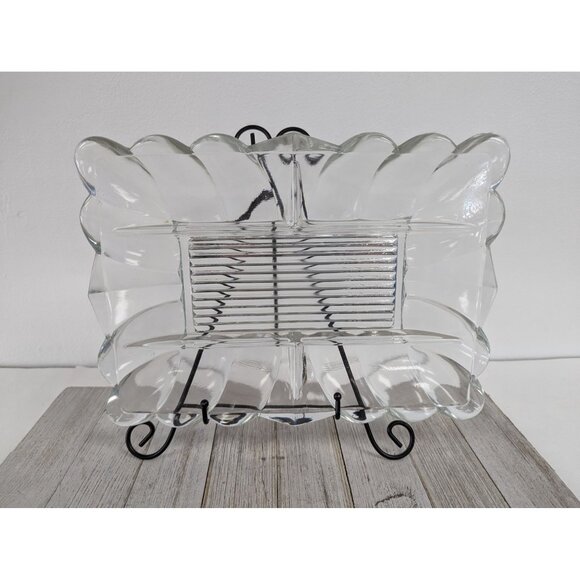 Vintage Clear Pressed Glass Relish Plate Tray 10 3/4" - Picture 1 of 7